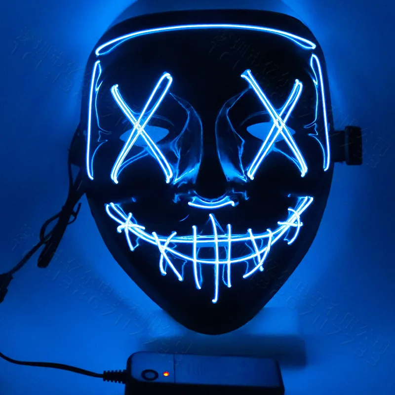 YDD GENIUS Halloween Neon Led Purge Mask  Light Grow in the Dark Halloween Horror Glowing Mask