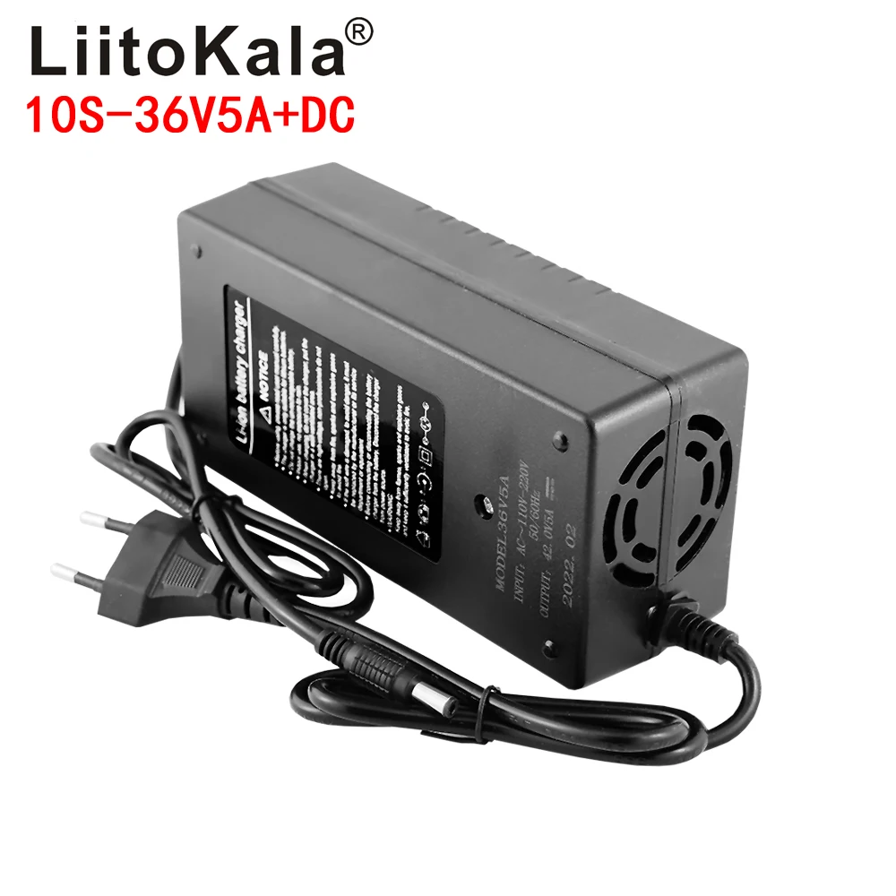 LiitoKala 36V 5A  42V Charger Input Lithium Li-ion Li-poly Charger For 10Series 36V Electric Bike