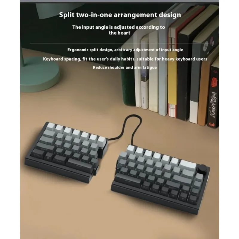 ZORNHER ST68 Split mechanische Tastatur Ergo Split Design Polar Meteor Linear Switch Silent/Smooth Bluetooth 5.1 für Büro