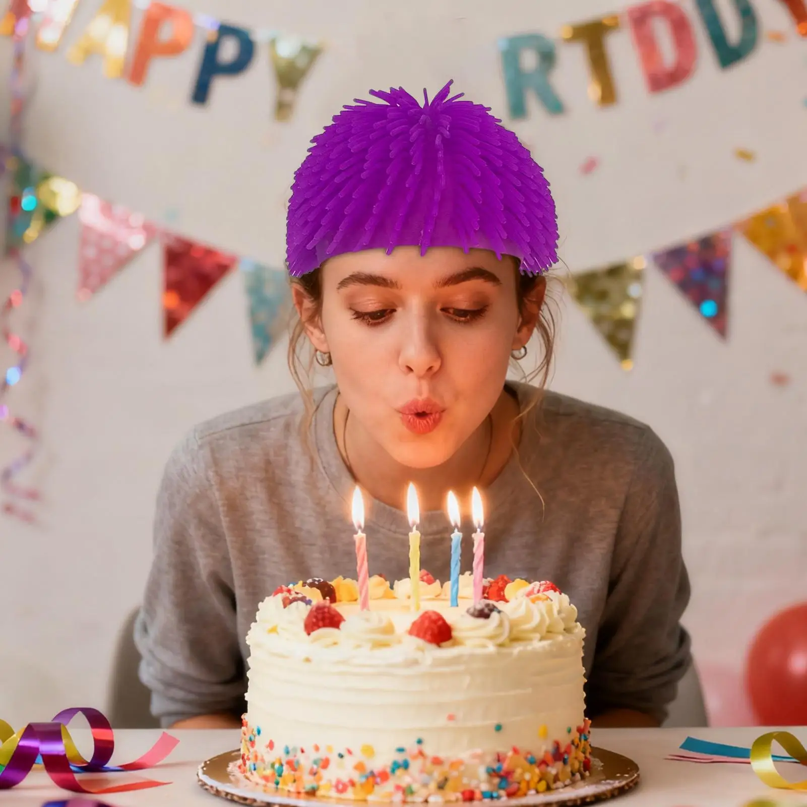 Spiky Ball Funny Prank Headwear Children Cosplay Costume Hat  Cosplay Costume Hair Accessories For Adults Halloween Party