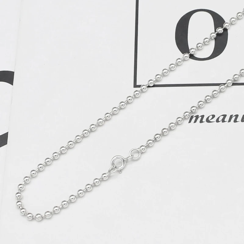 S925 pure silver slim style simple round bead necklace for women, Korean version, versatile and beautiful, small and fresh ins n