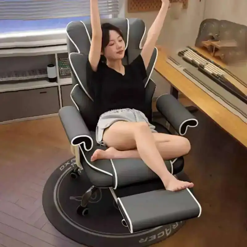 De Nordic Unique Office Chair Wheels Simplicity Latex Pad Gray Gaming Chair High-end Lazy Fauteuil Bureau Home Furniture