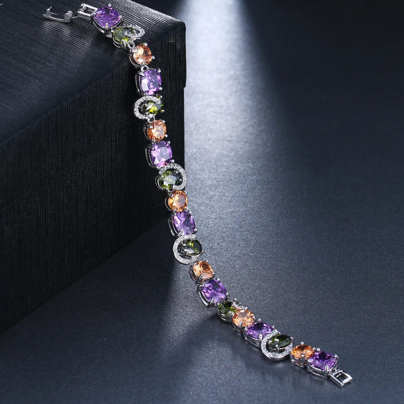 SUGU 2022 Summer Fashion Exquisite Beautiful Purple Cubic Zirconia Bracelets for Noble Ladies Dinner Jewelry Accessories