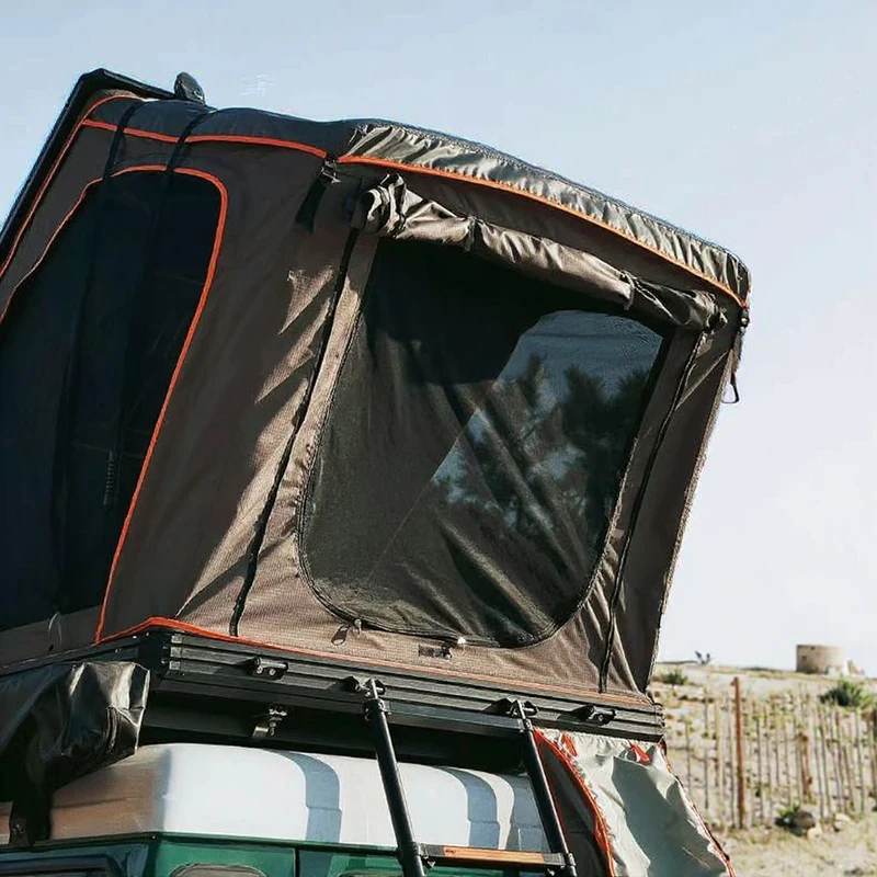 Premium Canvas Fabric Rooftop Tent with Aluminum Pole, Camp Durable Overhead Cover Solution Car Outdoor Camping