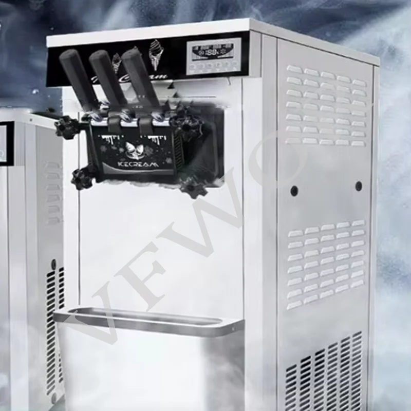 Commercial Automatic Soft Serve Ice Cream Maker Machine New Home Use Three Flavors Yogurt Milk Chocolate Water Economical Motor