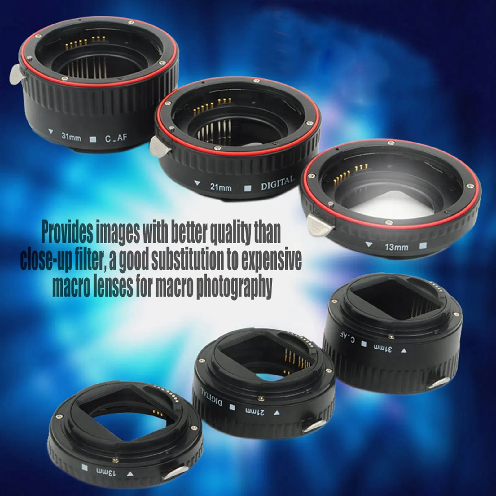 Auto Focusing Macro Extension Lens Adapter Tube Rings Set for EF Mount Camera Lens Ring Macro Adapter Lens Close Up Lens Ring