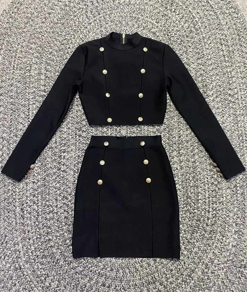Vestido de manga larga con botones para mujer, minivestido Sexy y elegante para fiesta de noche, 2 piezas, novedad de primavera 2023