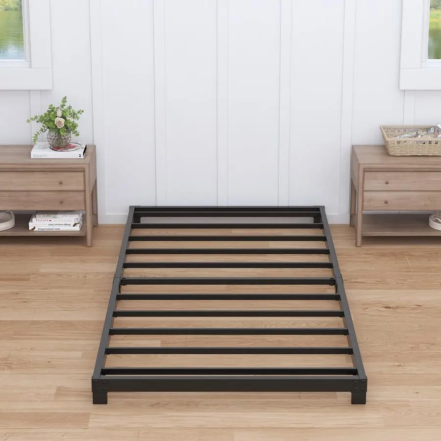 

Inch Twin XL Bed Frames Low Profile, XL Twin Bed Frame No Box Spring Needed, Heavy Duty Metal, Easy Assembly, Black