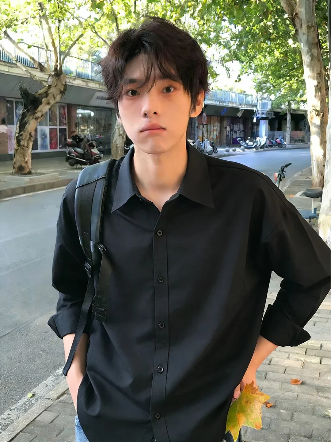 

Naples Bla Long Sve irt Men's Winter High-End Sensation Mature Faionable Inner Wear Suit Base irt Cleanfit Sle