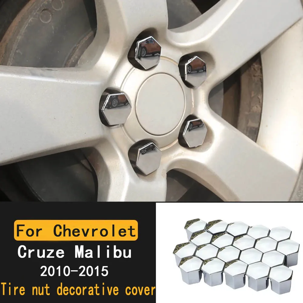 

20Pcs ABS Chrome Car Wheel Rim Cover Tyre Screw Cap Decor Covers for Chevrolet Cruze Malibu 2010-2015 Sedan Hatchback
