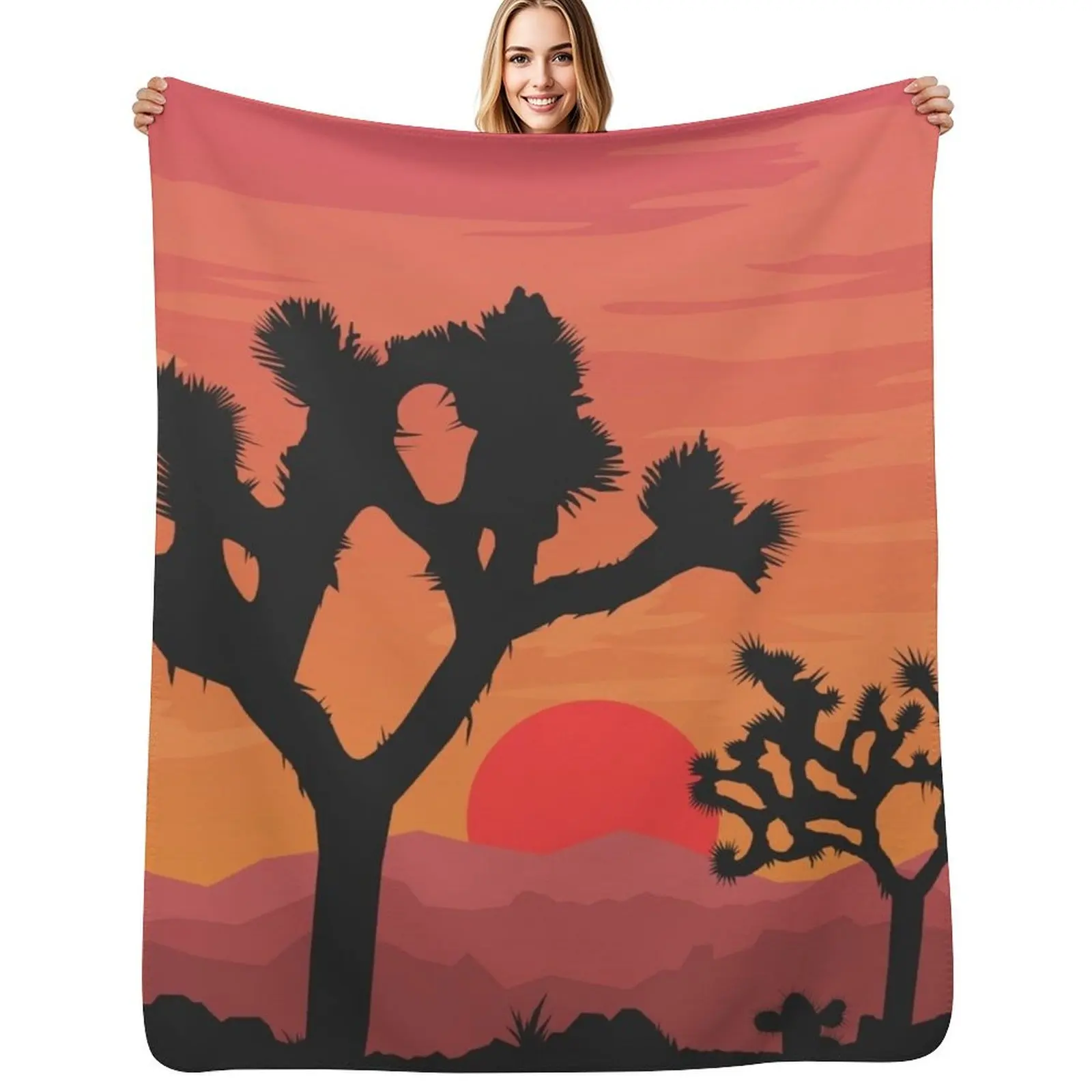 

Joshua Tree National Park Throw Blanket Cozy Light Blanket for Travel Camping Picnic