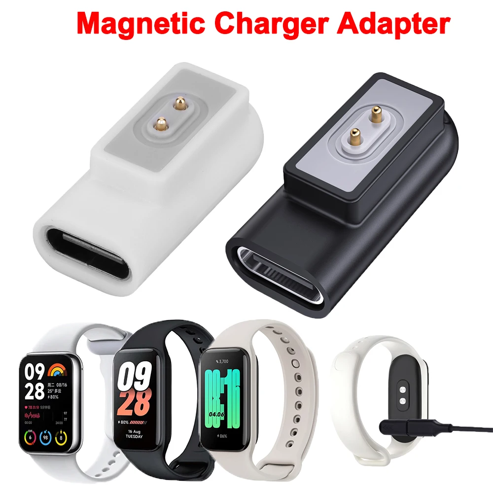 USB-C Carregador Adaptador para Xiaomi Mi Band 8 Pro, Redmi Smart Band 2, Carregador Magnético Portátil 90 Graus, 1-3 Pcs