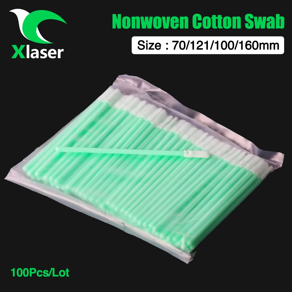 100pcs Industry Cotton Swab Nonwoven Anti-static Dust-proof for Fiber Laser Protective Windows Mirrors Focus Lens Cleaning Tools