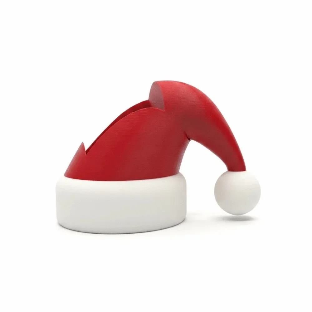 Bright Red Christmas Hat Bottle Holder Lightweight Design Smooth Surface Santa Hat Bottle Sleeve 3D PlA Cute Style