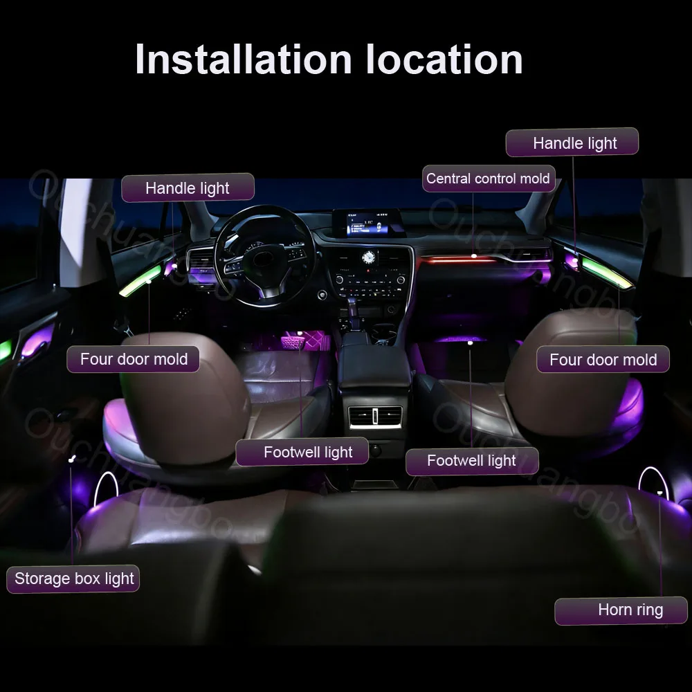 Ouchuangbo ambient light For RX RX200t RX300 RX450h RX350 2016-2022 Atmosphere lamp strip dashbord led lighting 256 colors