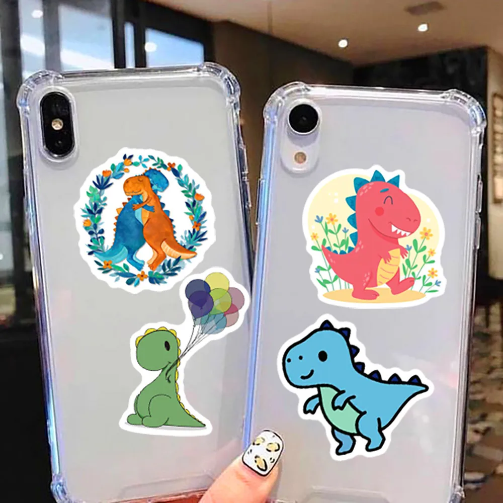 50pcs Cute Dinosaur Stickers Stationery Notebook Scrapbook Phone Pad Cartoon Waterproof Decals for Kids Children Classic Fun Toy