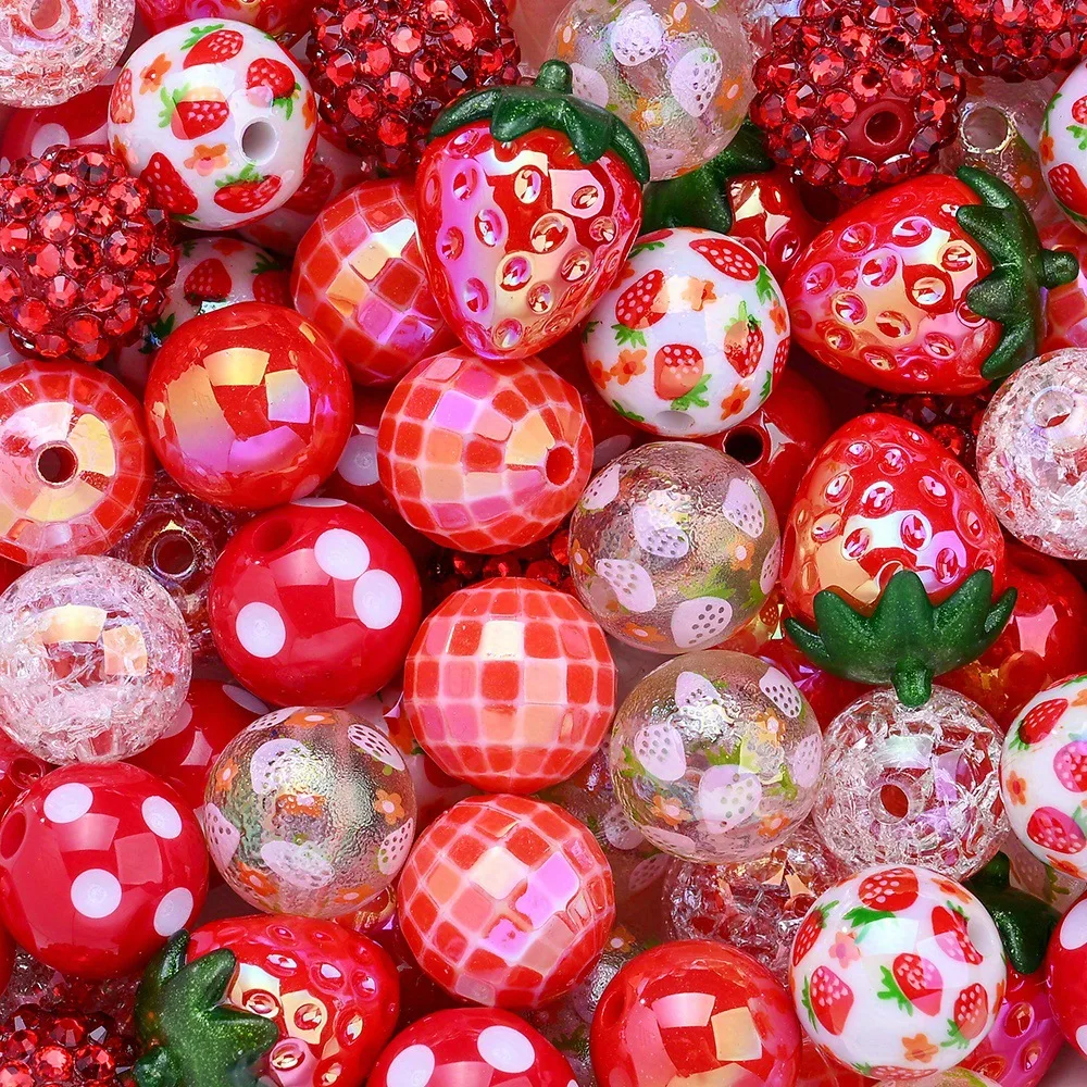 

20Pcs Classic Strawberry Series Cute Polka Dot Red Bead Pen Kit Set Birthday Baby Shower Gift Japanese Korean Stationery
