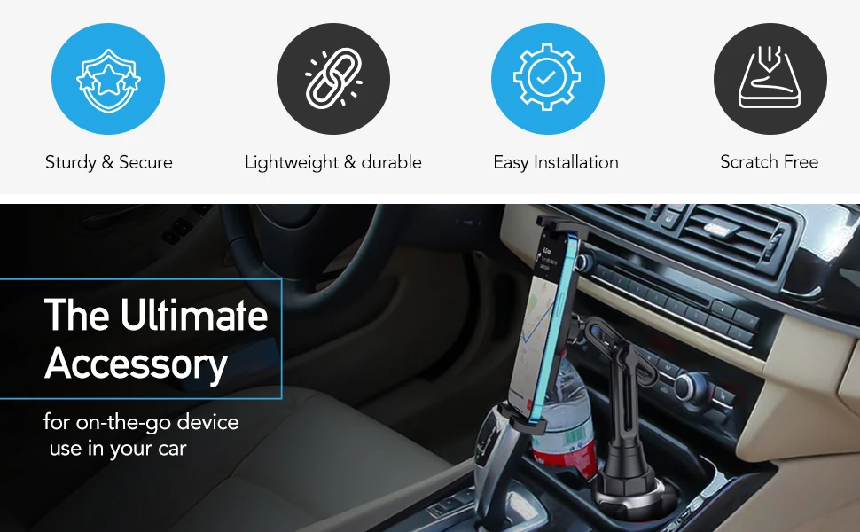 Für 4-13 Zoll große Handys und Tablets, Auto-Getränkehalter-Tablet-Handyhalterung mit robuster Getränkehalter-Basis, verstellbare Halterung für Auto/LKW – Detail 1