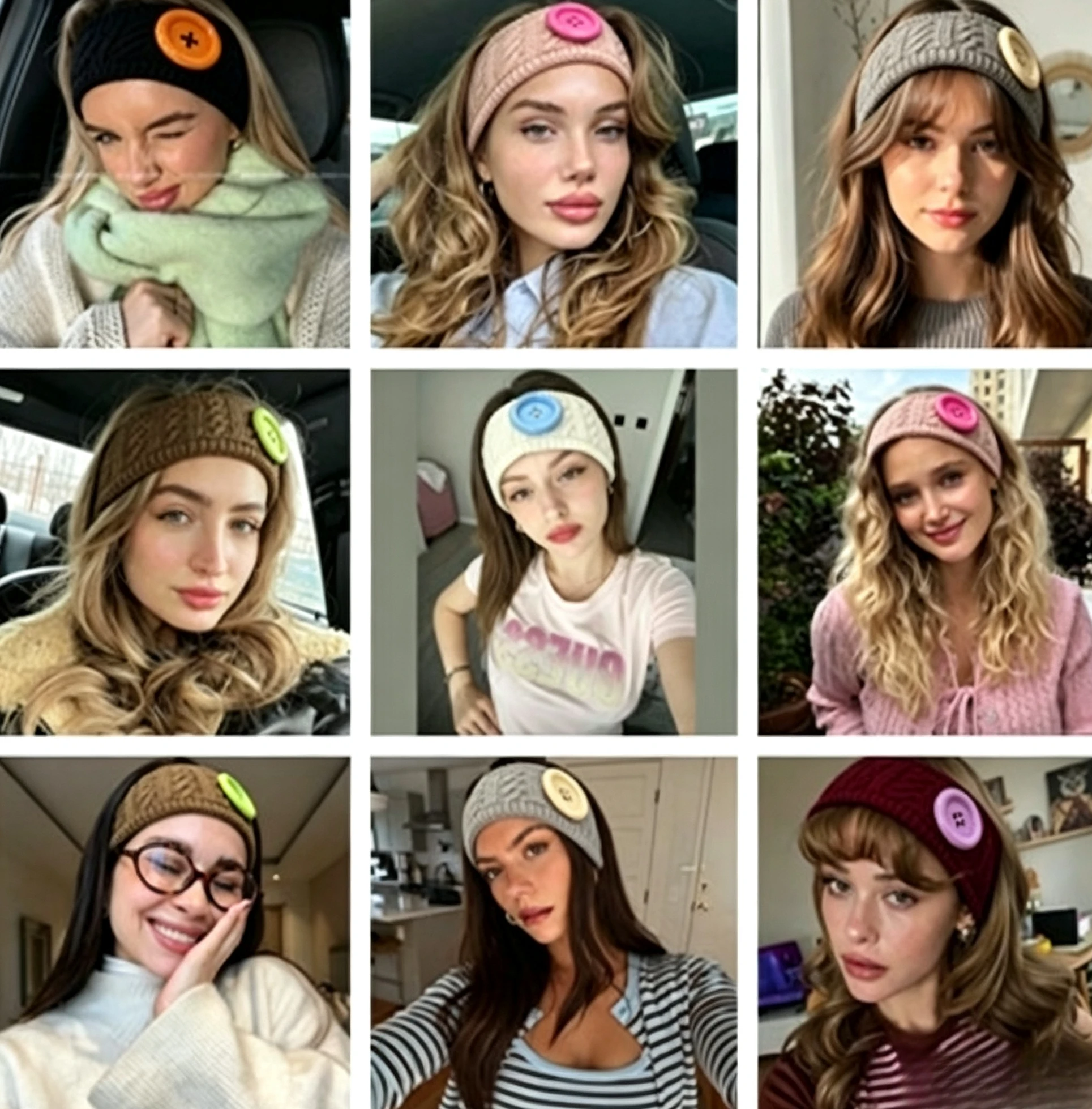 Vintage Preppy Fleece-Lined Large-Button Cable-Knit Headband for Women, Winter Thick and Warm Hairband, Cute Y2K Thermal Turban