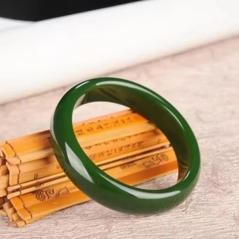 

Natural Hetian Jade Green Bangle Elegant Princess Jewelry Bracelet Best