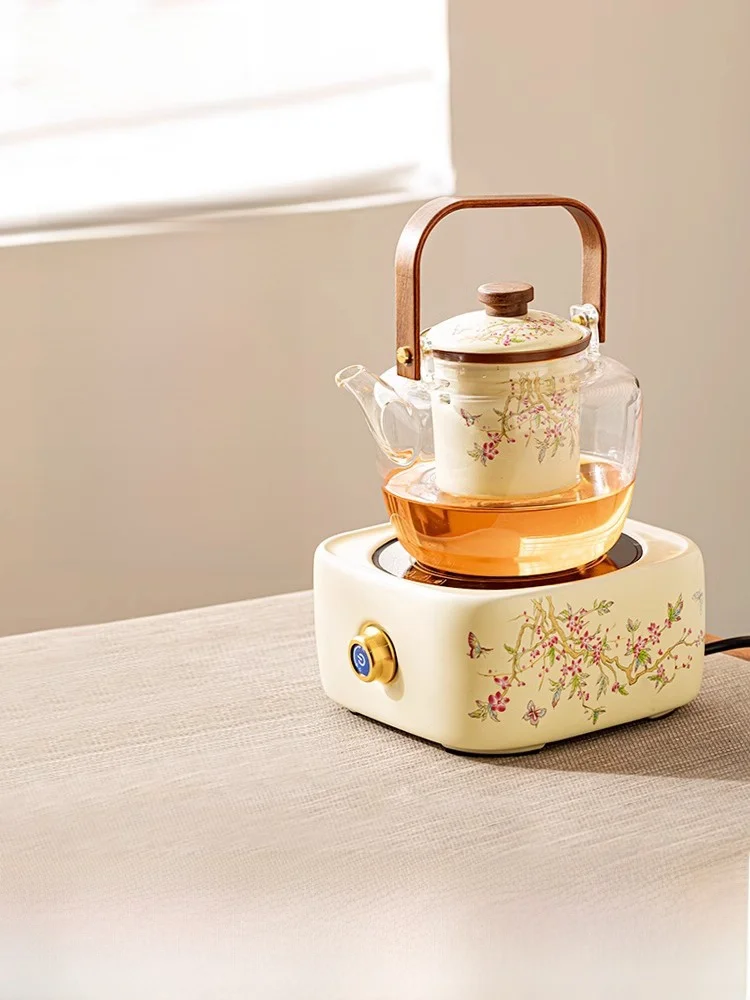 

Утолщенная стеклокерамическая плита для использования в помещении, сенсорный чайник-заварник «Фиолетовый цветок» для здоровья, чайник для приготовления чая