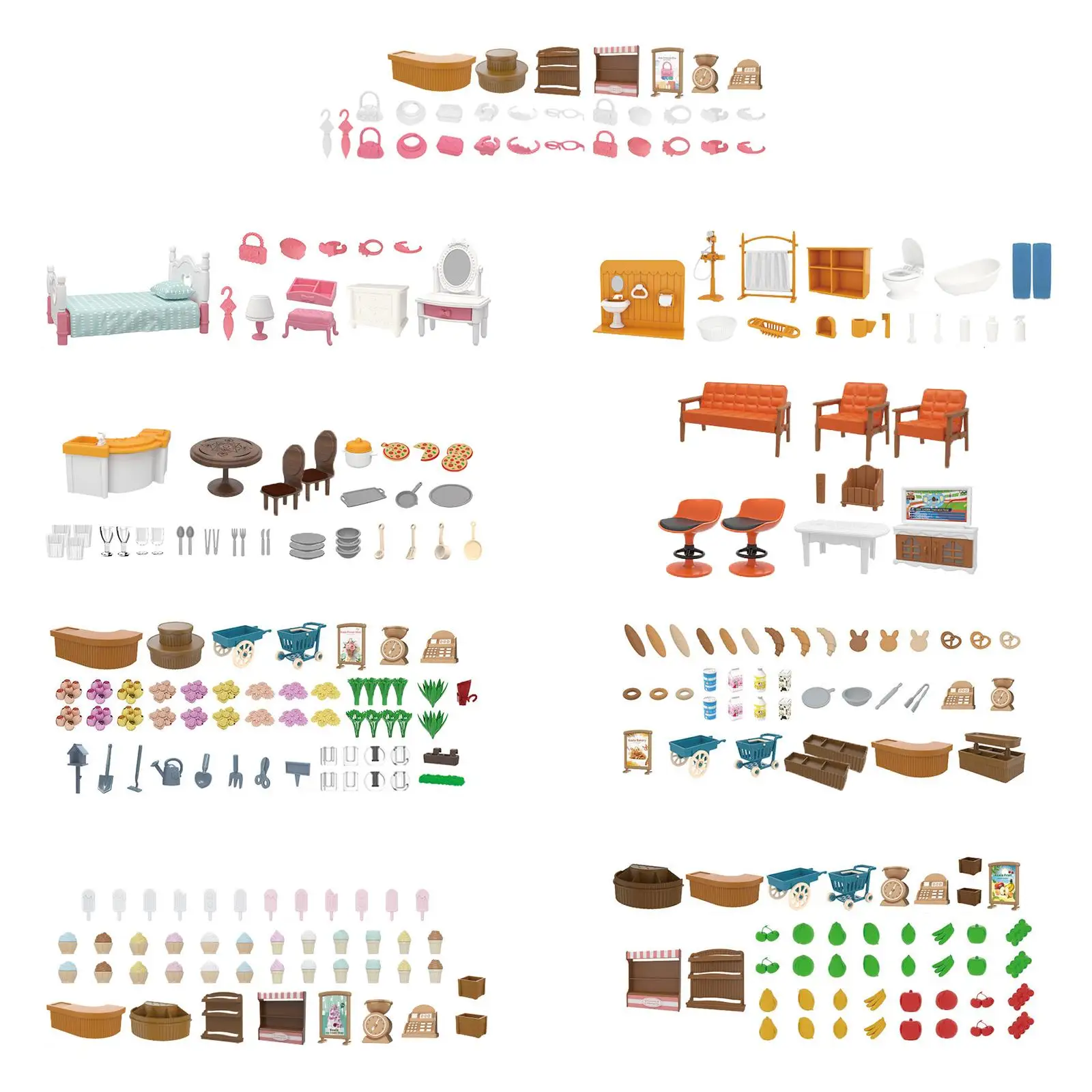 Juego de muebles para casa de muñecas, accesorios 1/12 DIY para interacción entre padres e hijos