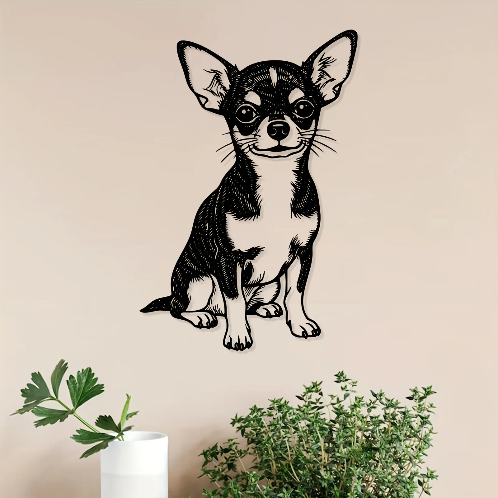CIFBUY Chihuahua Metal Wall Art Waterproof Durable Iron Craft Decor For Entryway Patio Garden Home Interior Gift