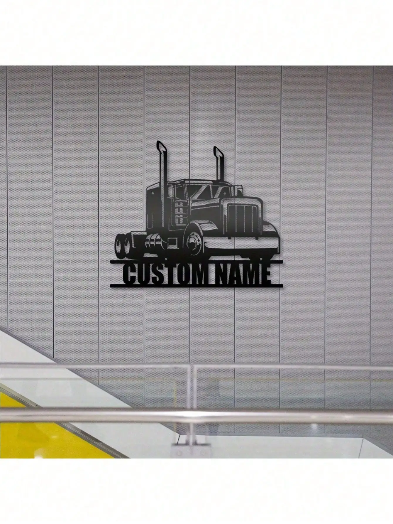 

Personalized Semi Trailer Metal Wall Art Garage Decor Custom Name Sign