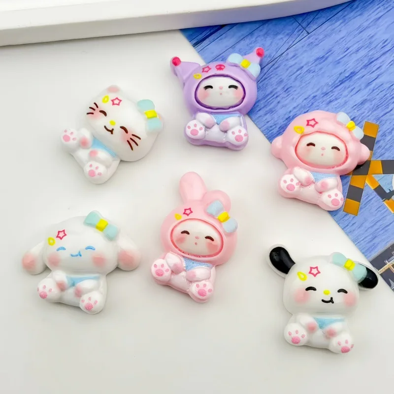 24/120PCS Cartoon Sanrio DIY resin accessories, cream glue hair clip, phone case, refrigerator storage box, patch decoration