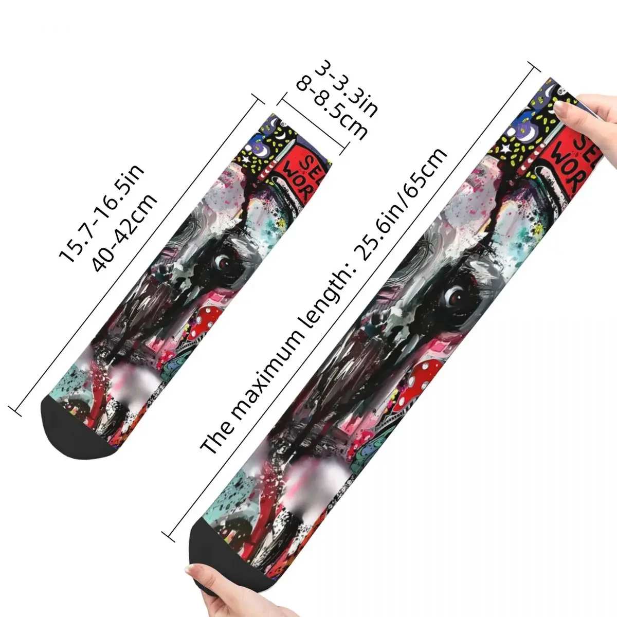 Vintage Self Worth Abstract Skulls Men's Socks Grunge Skulls Unisex Hip Hop Pattern Printed Crazy Crew Sock Gift