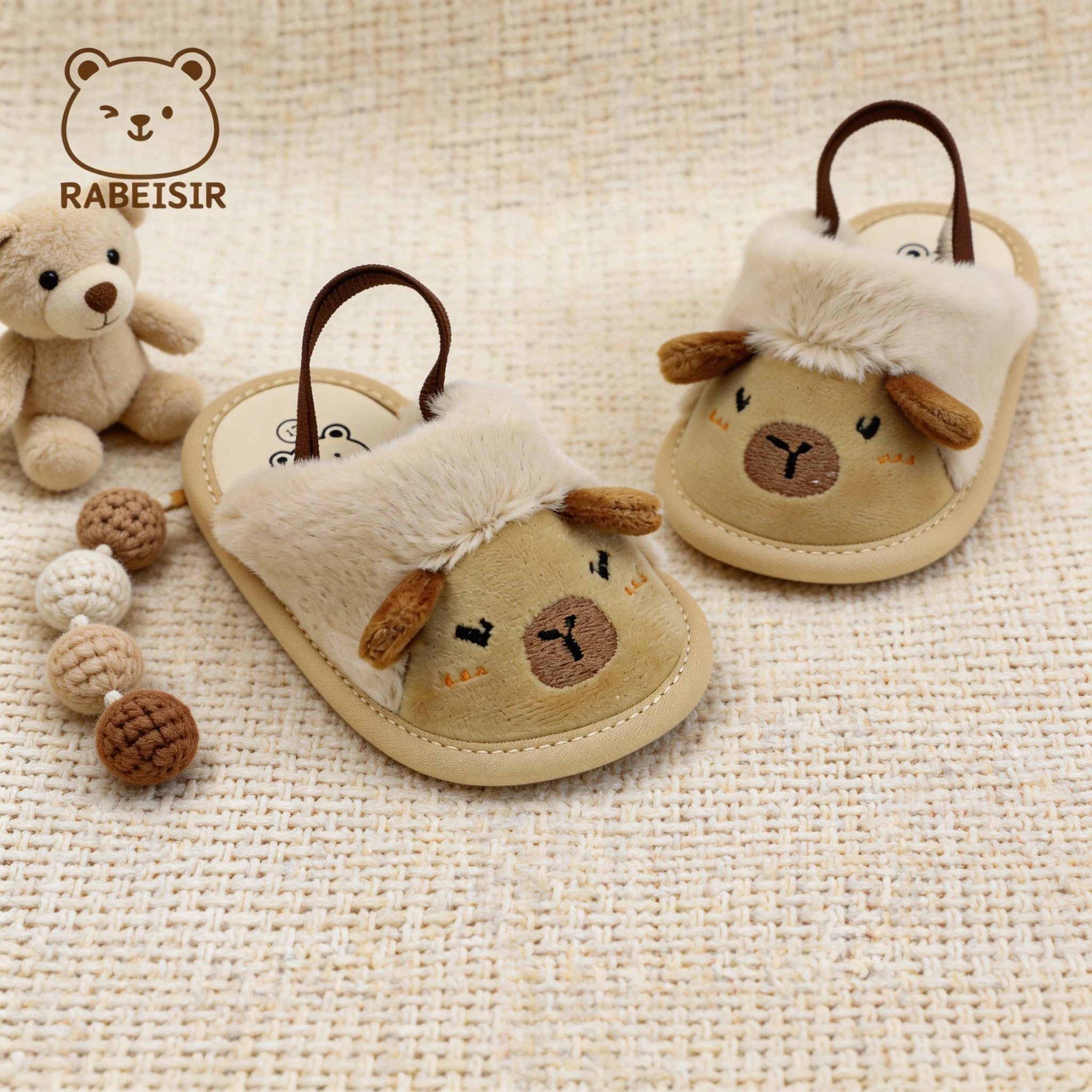 Baby Slippers Boy Girl Cartoon Panda Capybara Plush Cute Casual Soft Sole Lightweight Infant First Walkers 0-18M