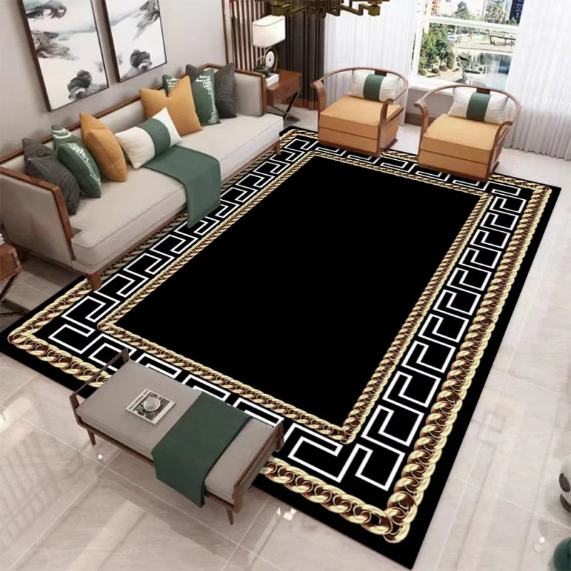 VIKAMA New Chinese Living Room Carpet Light Luxury Hotel Bedroom Carpet Non Slip Easy Care Tea Room Floor Mat Home Decoration