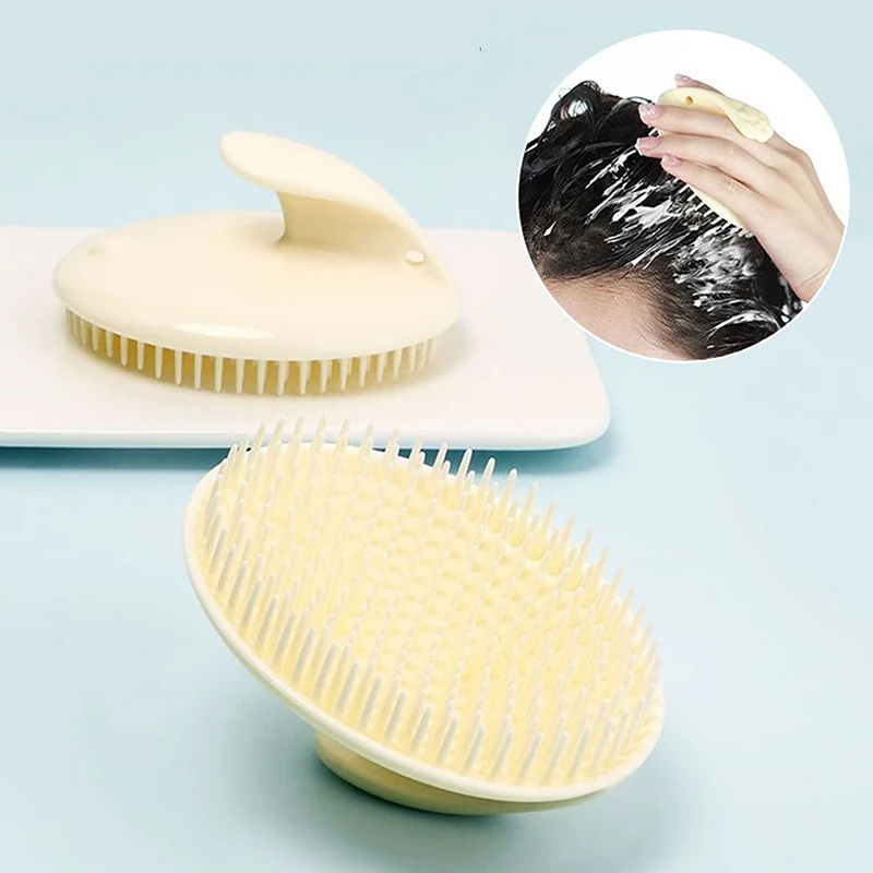 Silicone Massagem Shampoo Brush, Lavagem da cabeça, Escova de chuveiro limpa, Promover Pente De Lavagem De Cabelo Saudável, Uso Seco e Molhado, Cuidado Capilar, 2Pcs