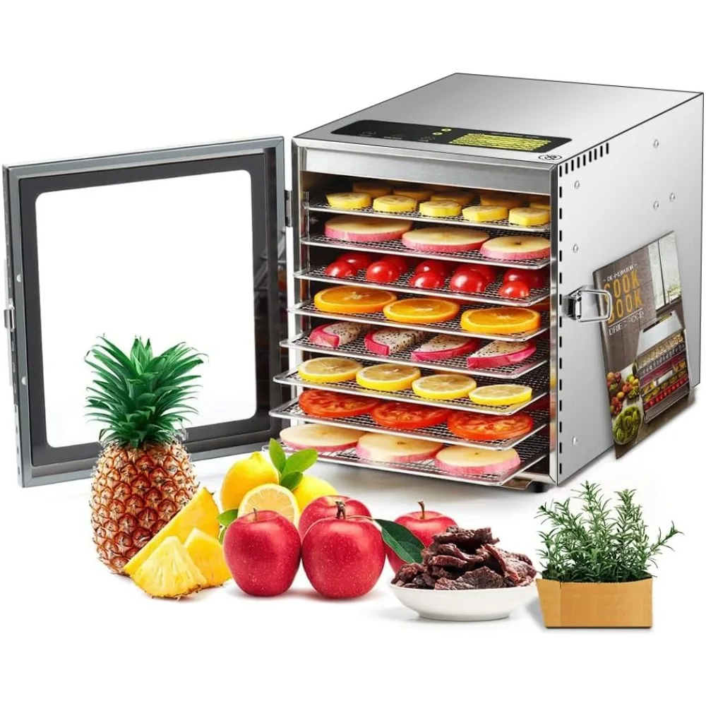 

Food-Dehydrator Machine 8 Stainless Steel Trays, 500W Dehydrator for Herbs, Jerky Dehydrator for Meat