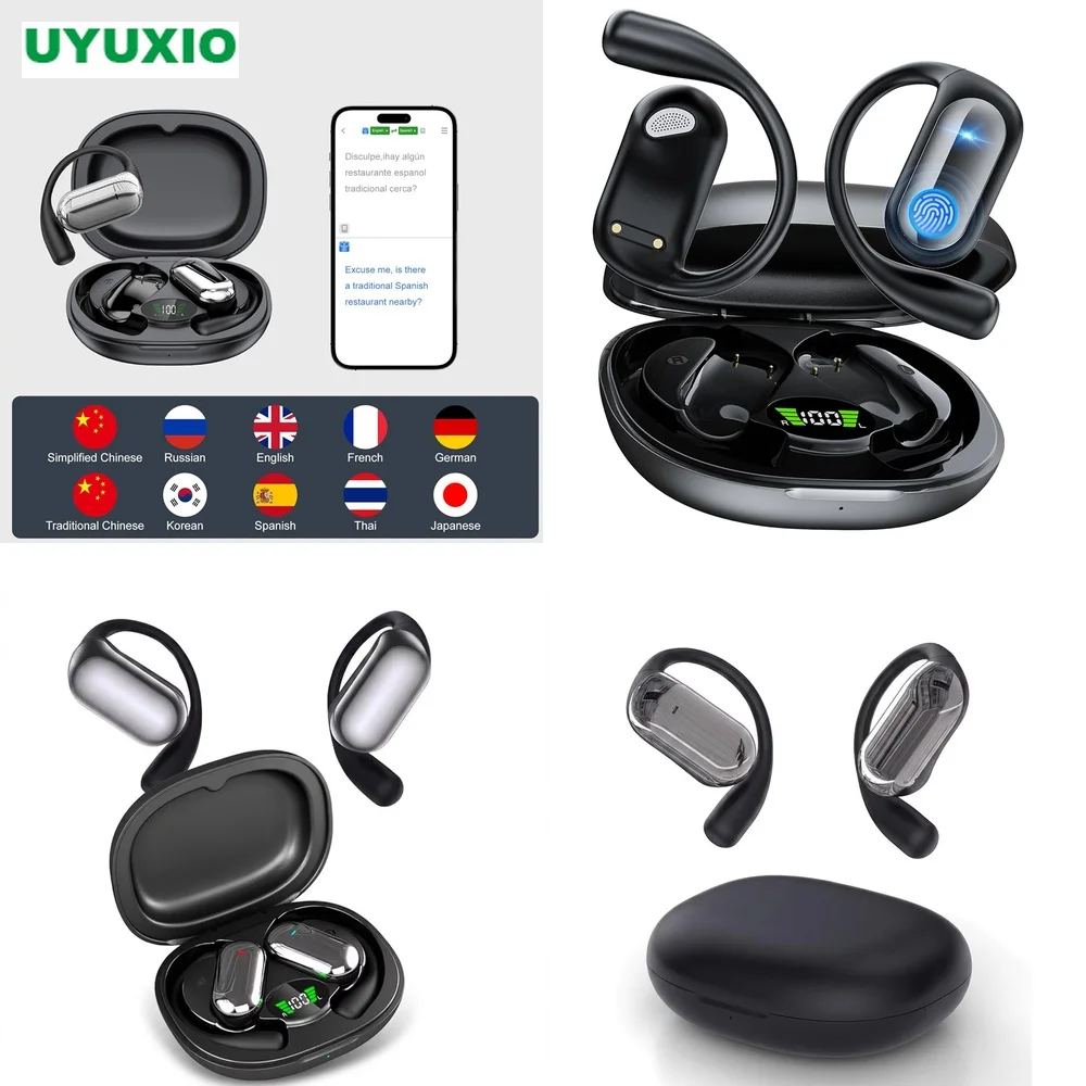 Advanced Translator Headphones BT 5.4 OWS Real-Time Translation No Subscription Wireless Earphone 144 Languages Open-Ear 4 Modes