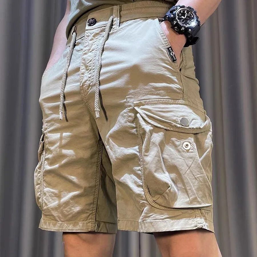 

American Retro Workwear orts Men's Loose Straight Corduroy Five-Quarter Casual Versatile Mid-Length Pants Summer Thin