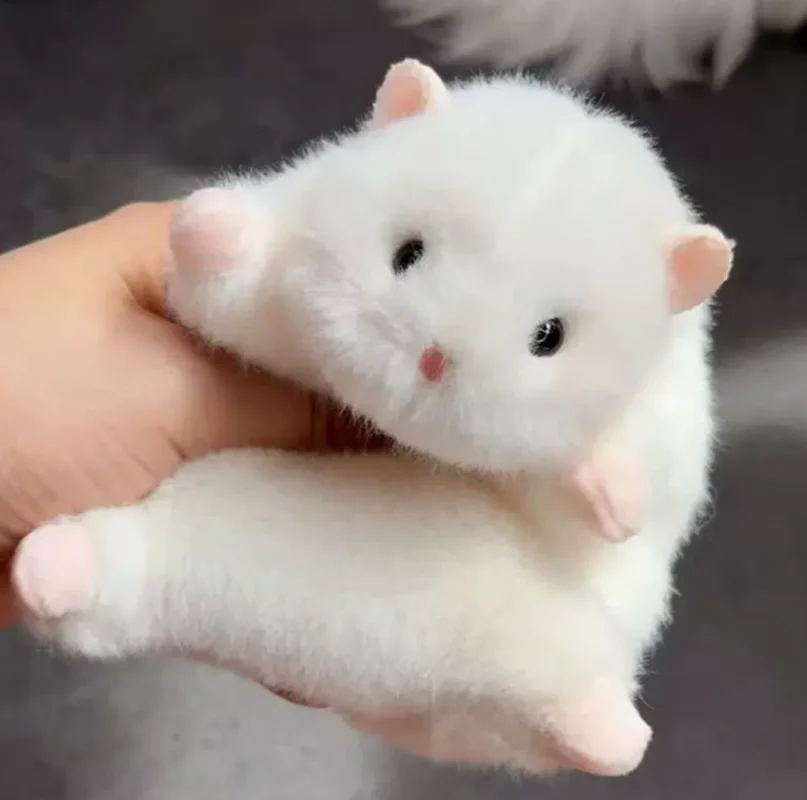 Niedliche goldene Hamster-Plüschpuppe, weiches, flauschiges Hamster-Kuscheltier, Quetschspielzeug, Deko-Anhänger, entspannendes Geschenk für Erwachsene