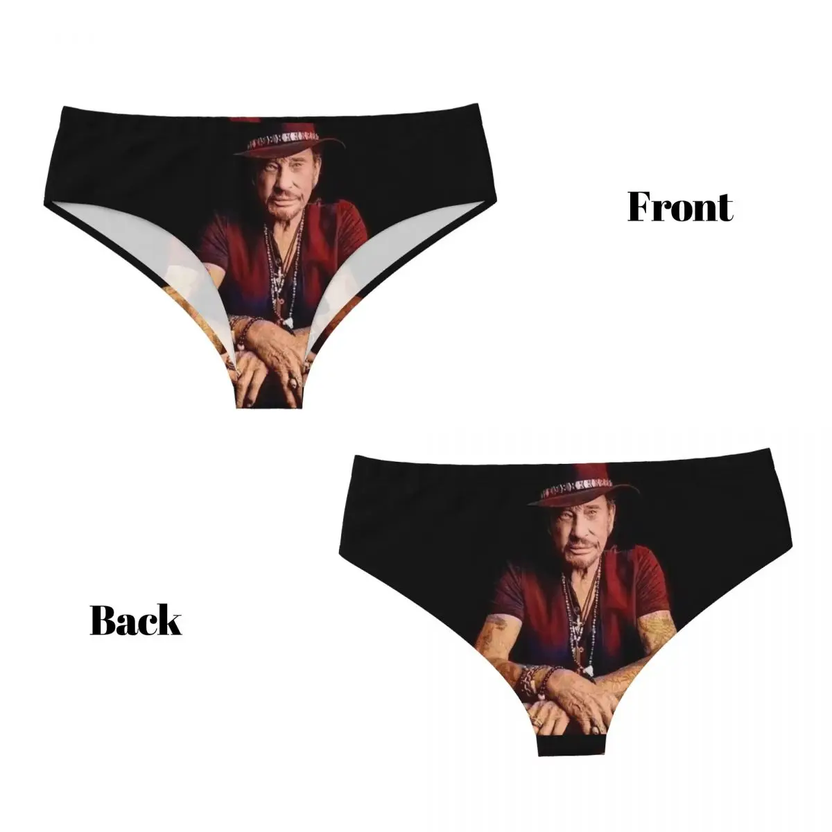Custom Johnny Hallyday Brief Panties Women's Comfort Stretch French Rock Singer Underwear Valentine's Day Gifts Underpants view 4
