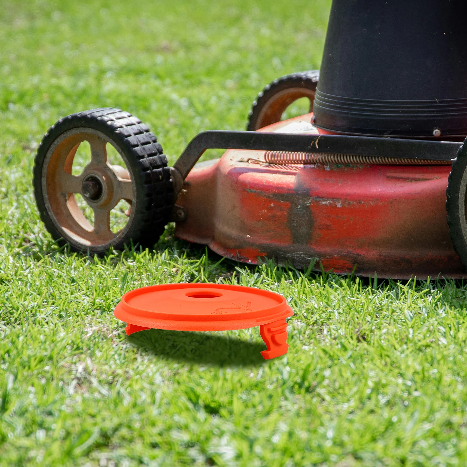 

1pcs Lawnmower Cover Plastic Spool Cap Replacement Lid Accessory Orange Caps Mowers Durable Protection Easy Installation Stylish