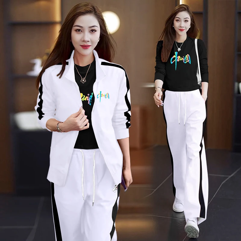 Fall Winter Red Fitn Dance Square Dancing Outfit Casual Tee Piece Set Women's New Sle Performance Clothes Long Sve ...