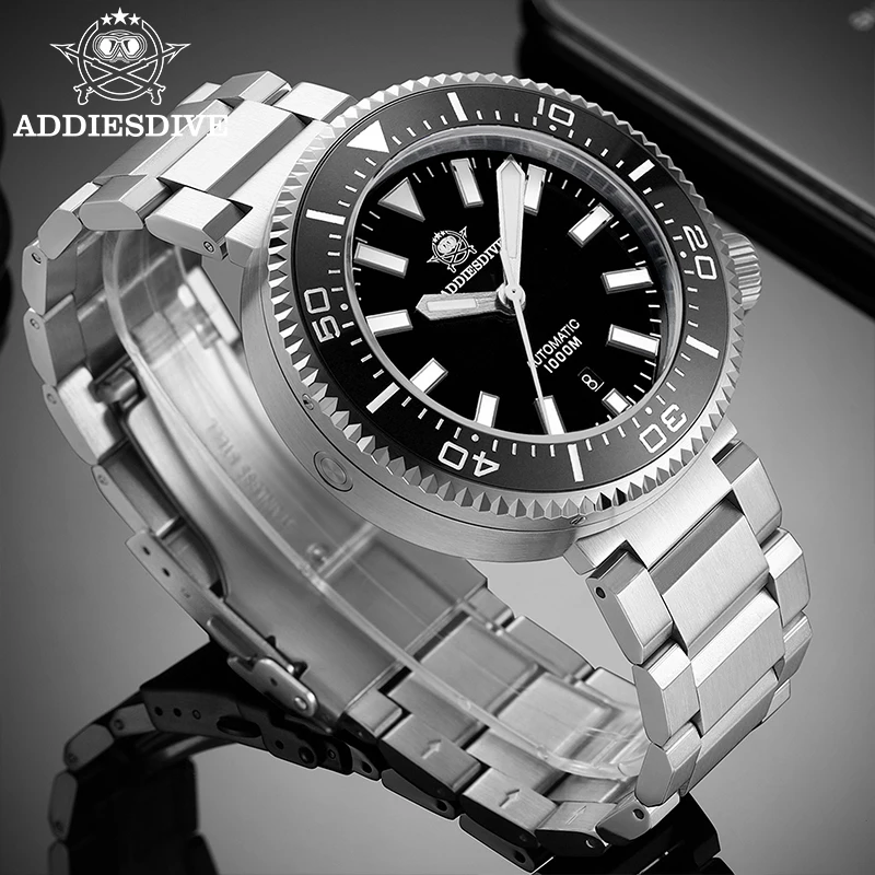 Addiesdive 8215 ساعات آلية أوتوماتيكية 1000 متر مقاوم للماء غواص ساعة الياقوت الزجاج BGW9 مضيئة السيراميك الحافة ساعة رجالية