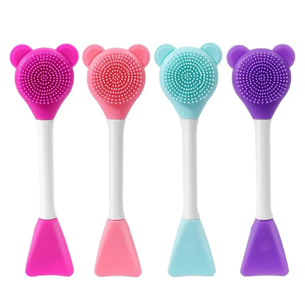 Brosse à double tête en silicone pour masque facial, applicateur, cuillère, spatule, anciers d'arrête, nettoyage de la peau du visage, outils de maquillage à domicile, soins pour femmes