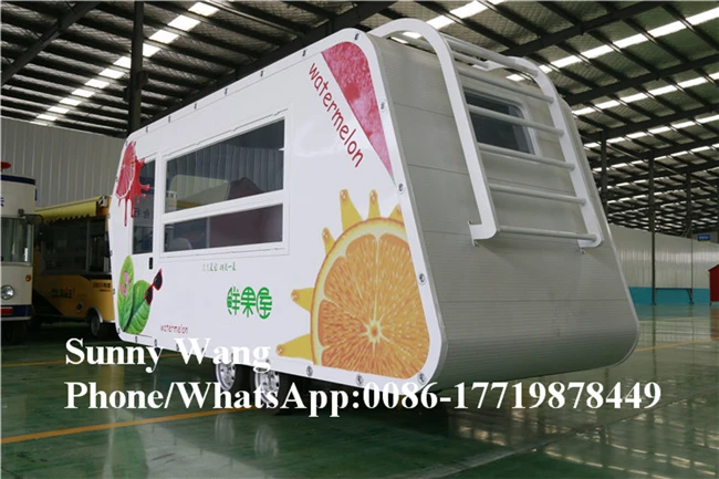 OEM CE Fast Food Snack Fruit Juice Coffee Ice Cream Freezer Food Cart Trailer