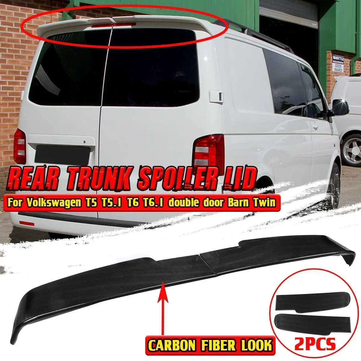 ABS T5.1 Car Rear Spoiler Wing Trunk Lip Rear Roof Lip Wing For Volkswagen For VW T5 T5.1 T6 T6.1 Double Door Barn Twin Body Kit