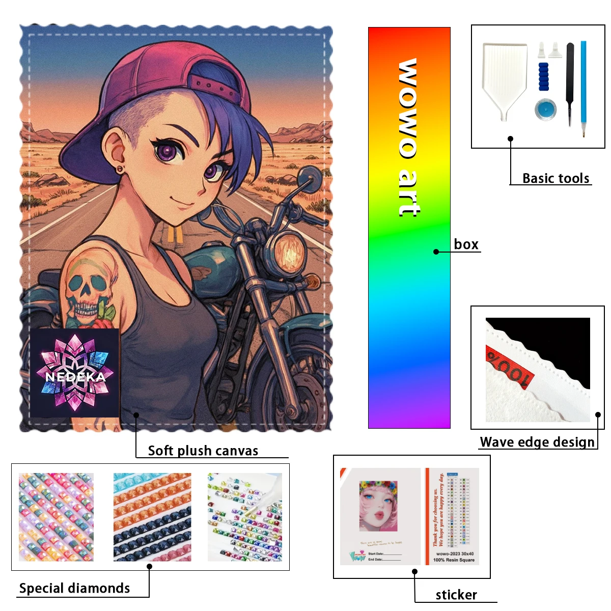 

【NEDEKA_ Diamond Art】Motorcycle Cool Girl AB Rhinestone FD Rhinestone Perfect Resin Diamond