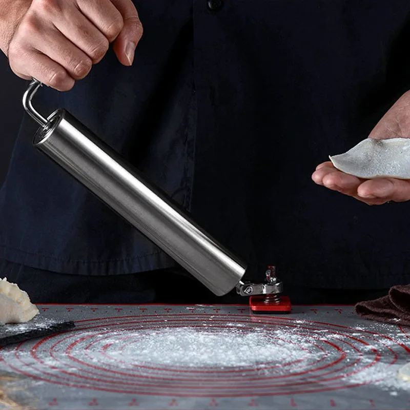 304 Stainless Steel Single-hand Labor-saving Rolling Pin Roller Dumpling Skin Rolling Pin High-efficiency Rolling Pin for Home