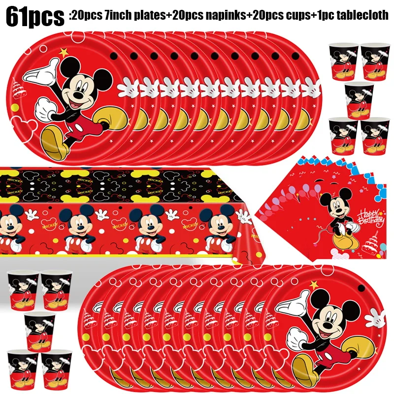 Disney Mickey Mouse Birthday Party Decoration New Mickey Event Paper Plate Napkin Cup Supplies Balloon Baby Shower for Kid DIY