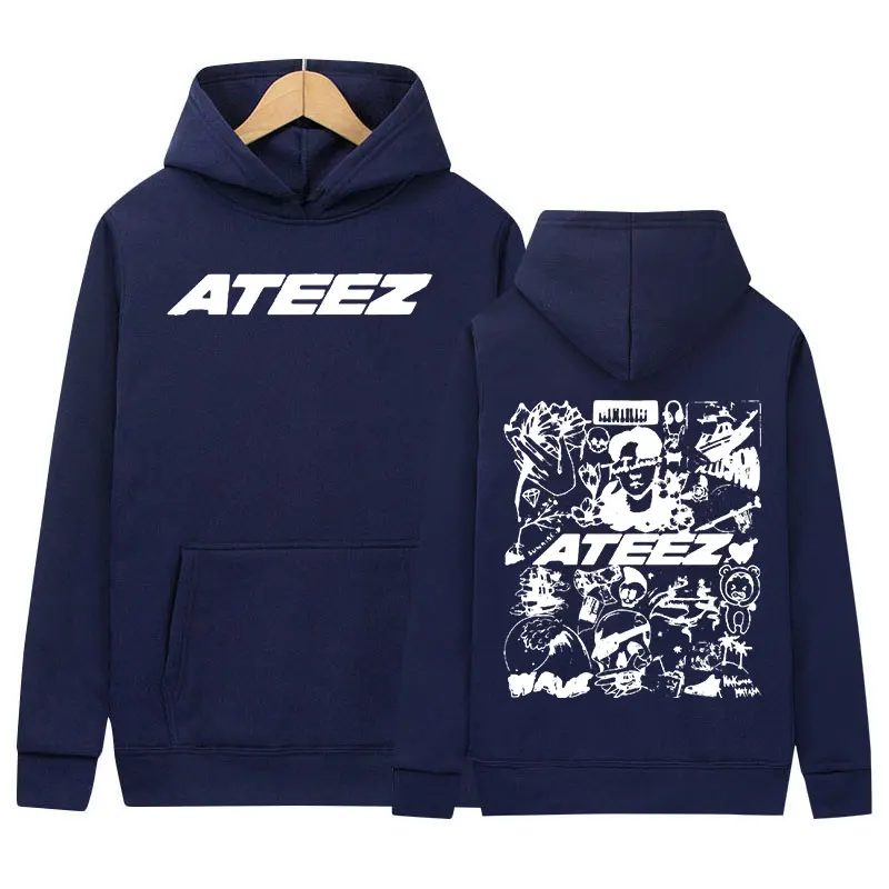 Ateez-男性と女性の韓国のバンド音楽アルバムプリントパーカー、カジュアルkpop服、スウェットシャツ、ヒップホッププルオーバー、特大のパーカー、ファッション