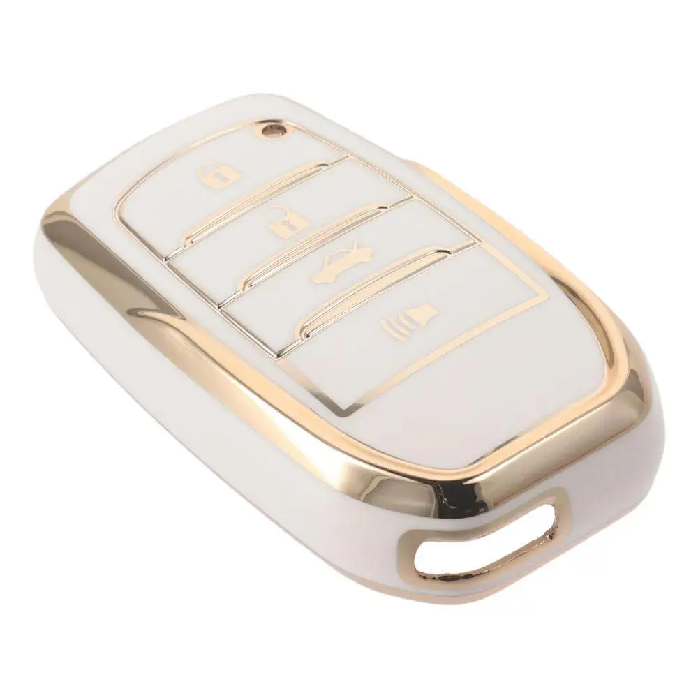 

TPU Key Fob Cover for Toyota 4-Button Gold Edge Full Cover Key Fob Case Car Key Protection Cover