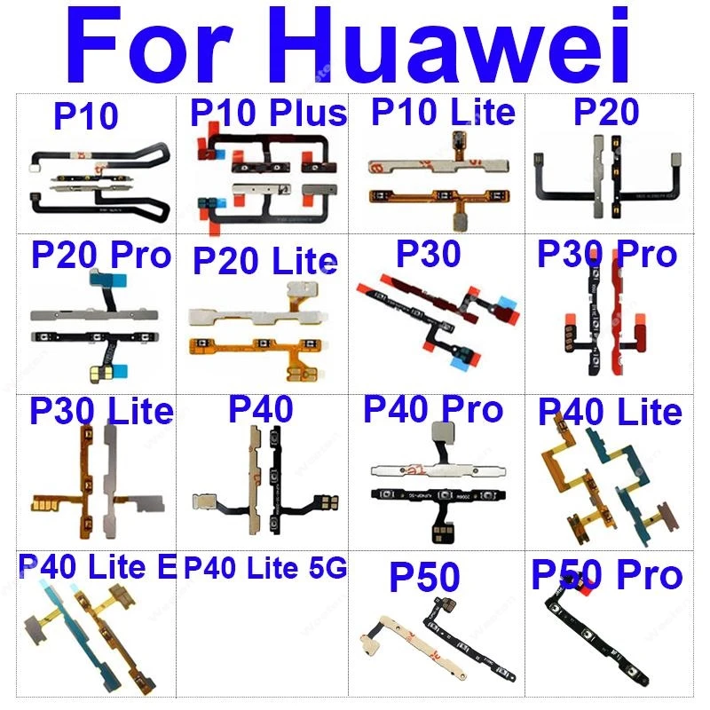 Side Volume Power Button Flex Cable For Huawei P10 P20 P30 P40 Lite P20 30 40 50 Pro P10Plus P40lite E 5g Flex Ribbon Key Parts